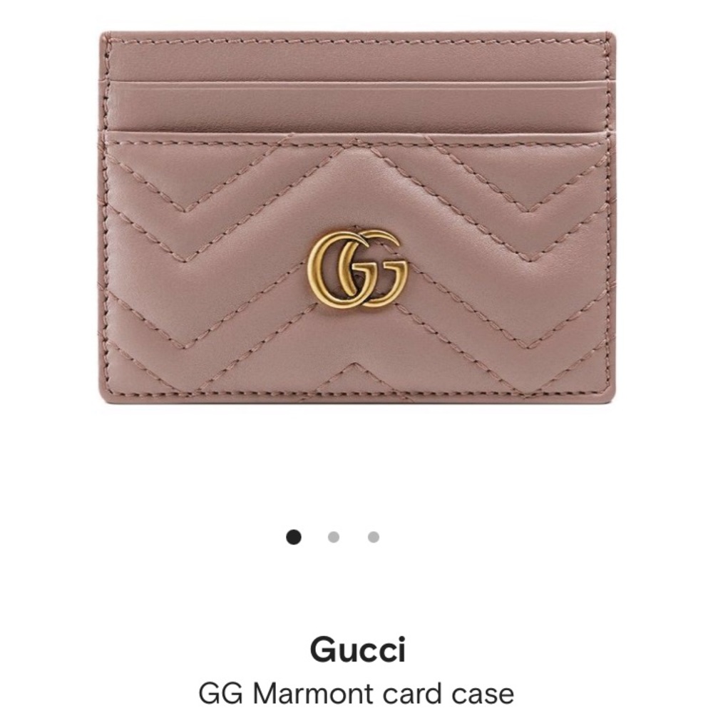 Pink Leather Gucci Marmont Card Case